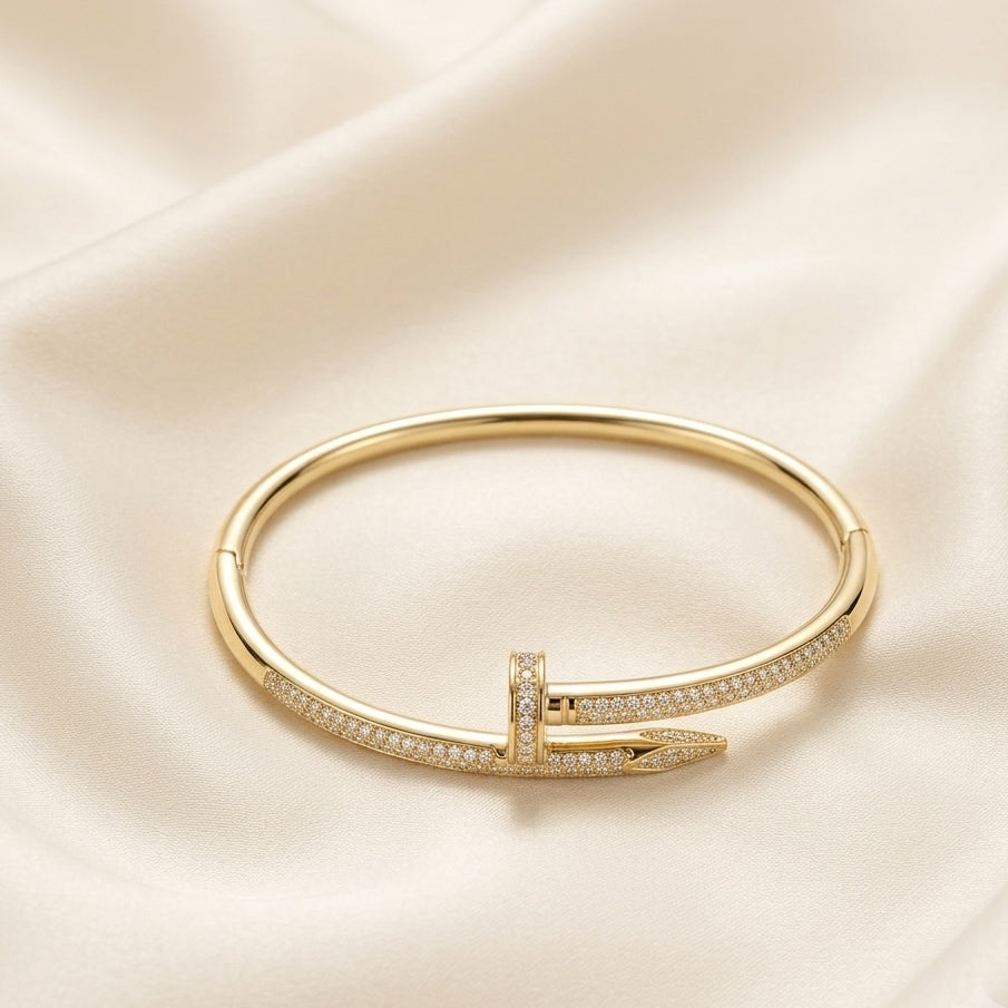 Chic Pave Diamond-Style Nail Bangle