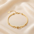 Gold-Plated Roman Numeral Bead Bangle Bracelet