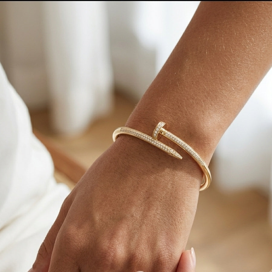 Chic Pave Diamond-Style Nail Bangle