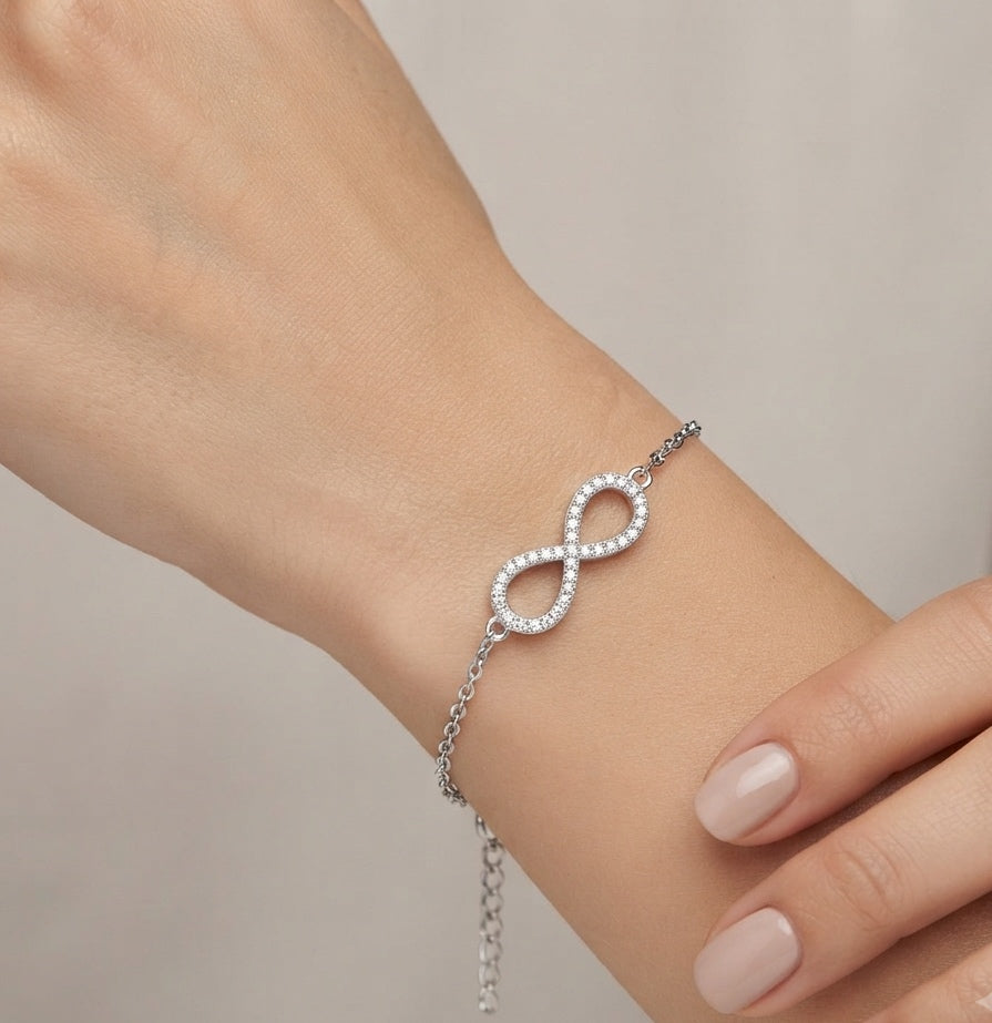 Dainty Crystal Infinity Symbol Chain Bracelet