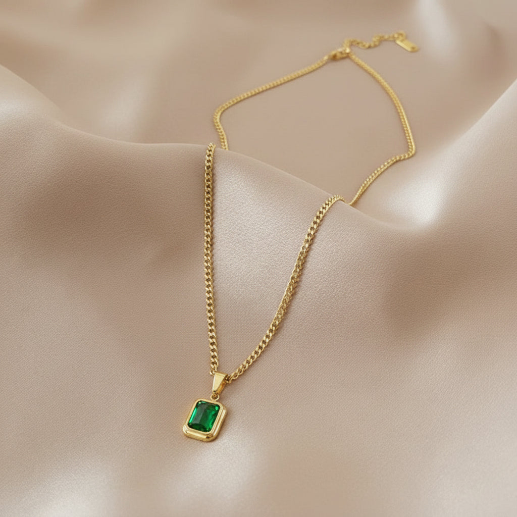Royalty Green Gemstone Bezel Chain