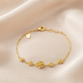 Gold-Plated Carved Rose Flower Chain Bracelet