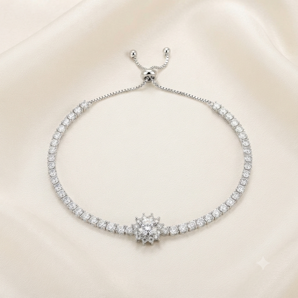 Celestia - Delicate Floral Solitaire Bracelet