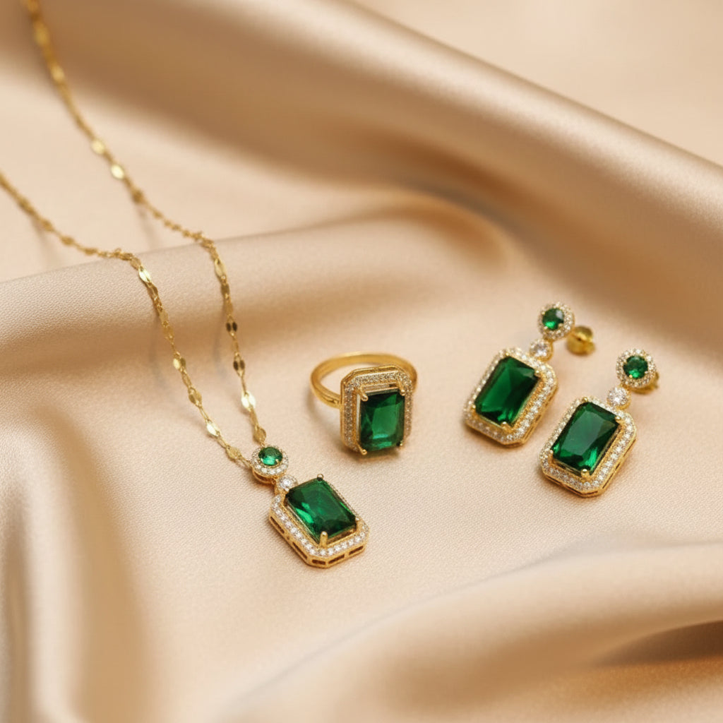 Vintage Emerald Gemstone Set