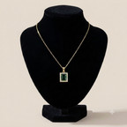 Emerald Royalty Halo Pendant Necklace
