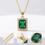 Emerald Royalty Halo Pendant Necklace