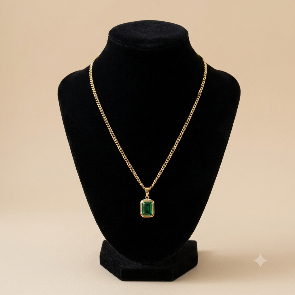 Royalty Green Gemstone Bezel Chain